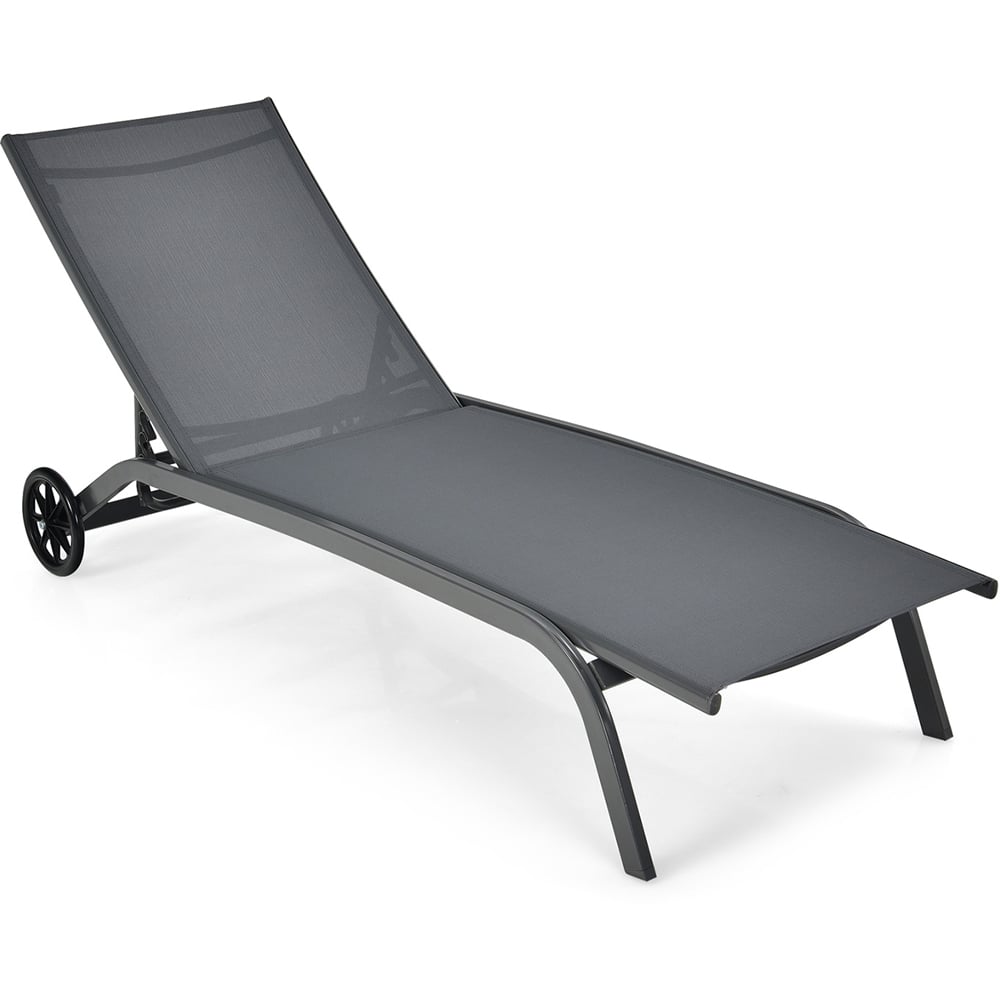 Costway Grey Adjustable Chaise Lounge Image 2