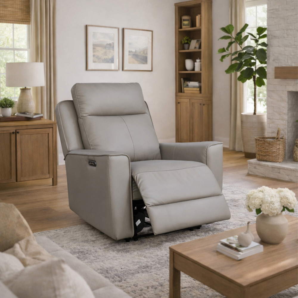 Aspire Elmhurst Elephant Leather Power Recliner Armchair with USB and USB-C Charging Image 7