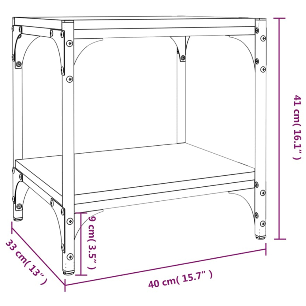 vidaXL Single Shelf Black Industrial Style Wood and Steel Small TV Cabinet Image 9
