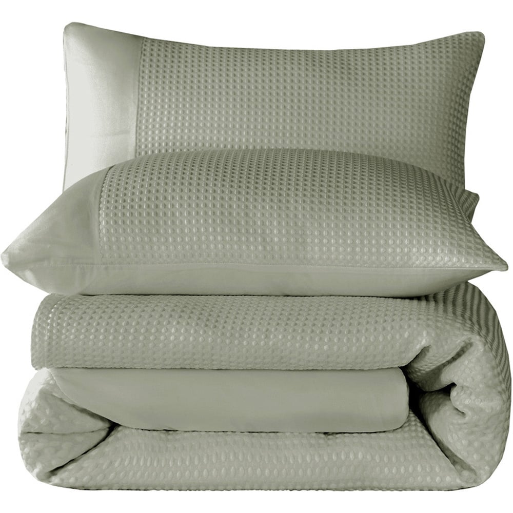 Velosso Waffle Double Sage Weave Duvet Set Image 2