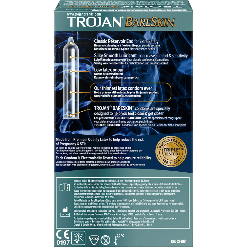 Trojan BareSkin Lubricated Condoms 10 Pack Image 3