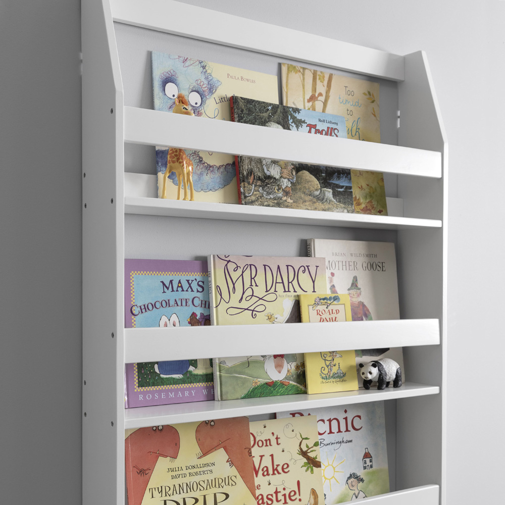 Noa and Nani Hakan 4 Shelf White Wall Mounted Bookcase Image 3