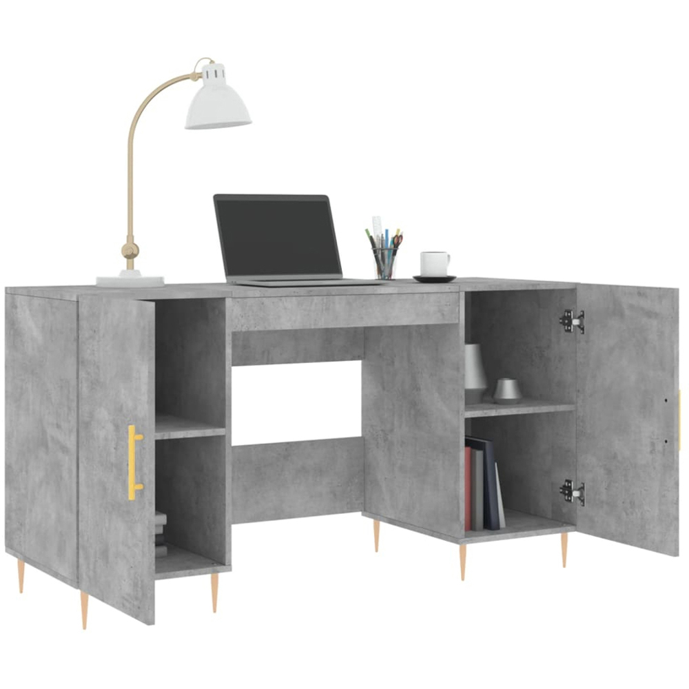 vidaXL 2 Door Computer Desk Concrete Grey Image 9