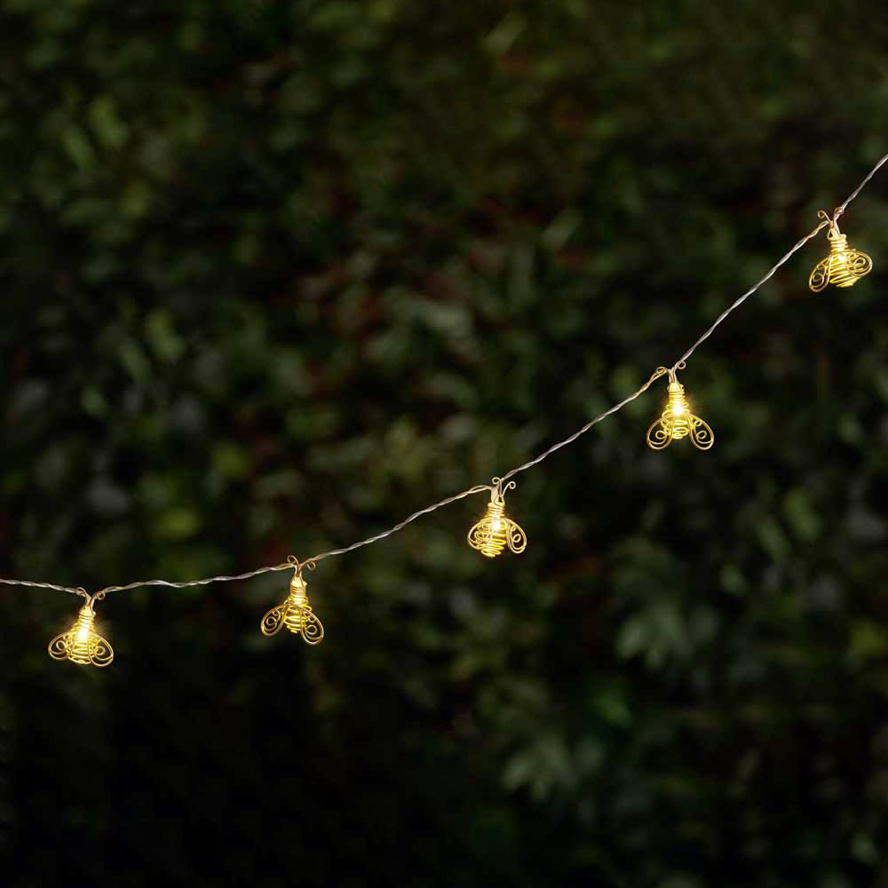 Wilko 10 Bulbs Bee Garden Solar String Lights Image 1