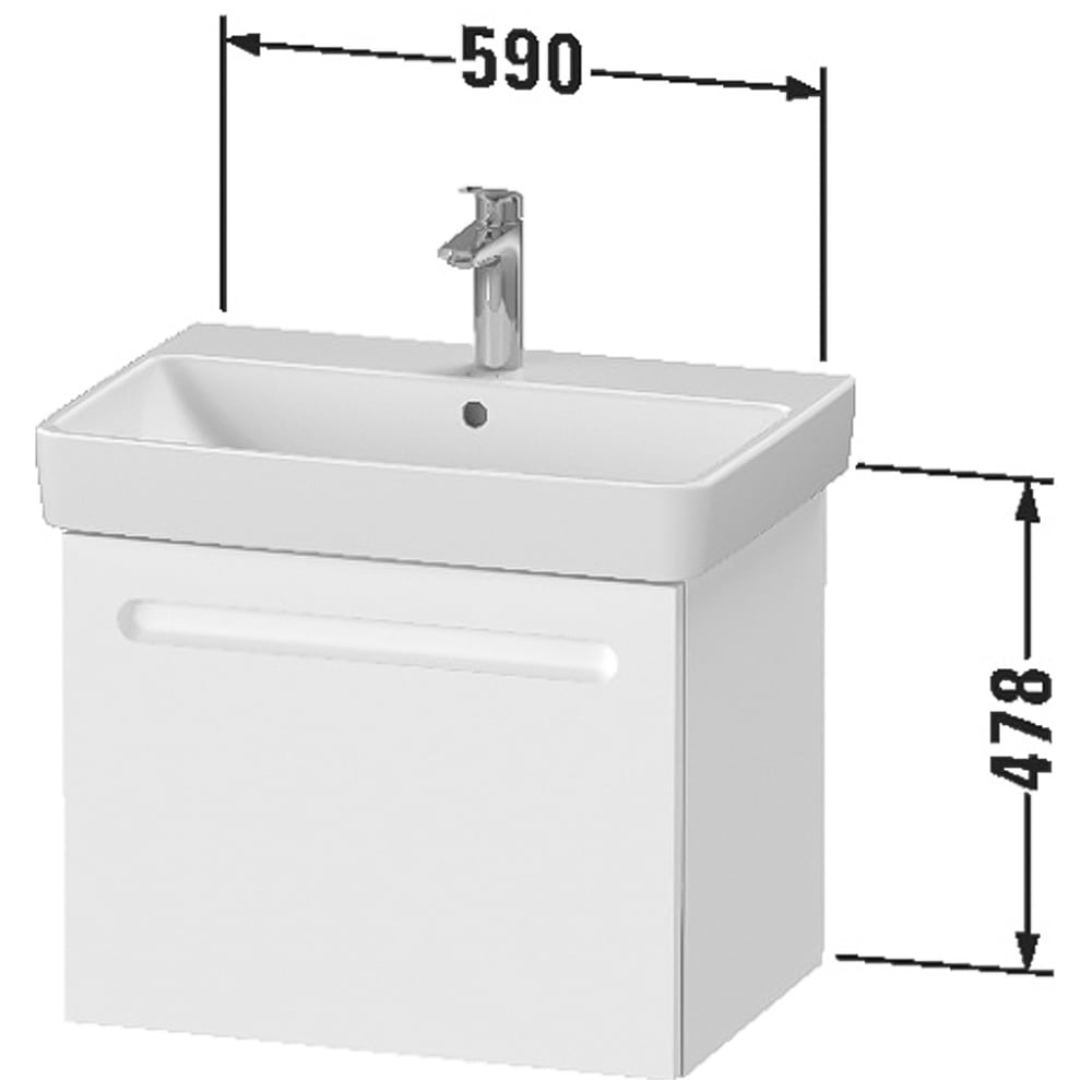 Duravit No.1 Single Drawer Matt White Wall Hung Vanity Unit 478 x 590mm Image 2