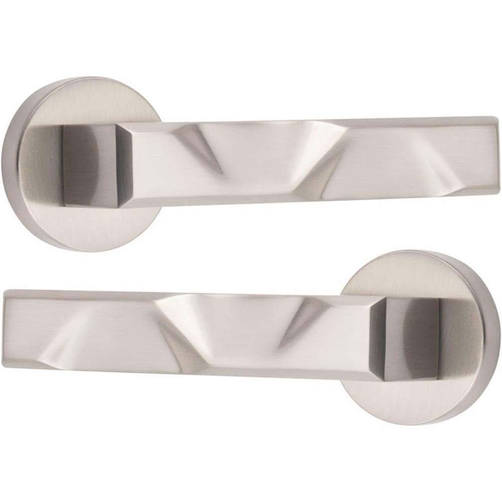 Golden Grace Satin Nickel Modern Nova Door Handle Set Image 3