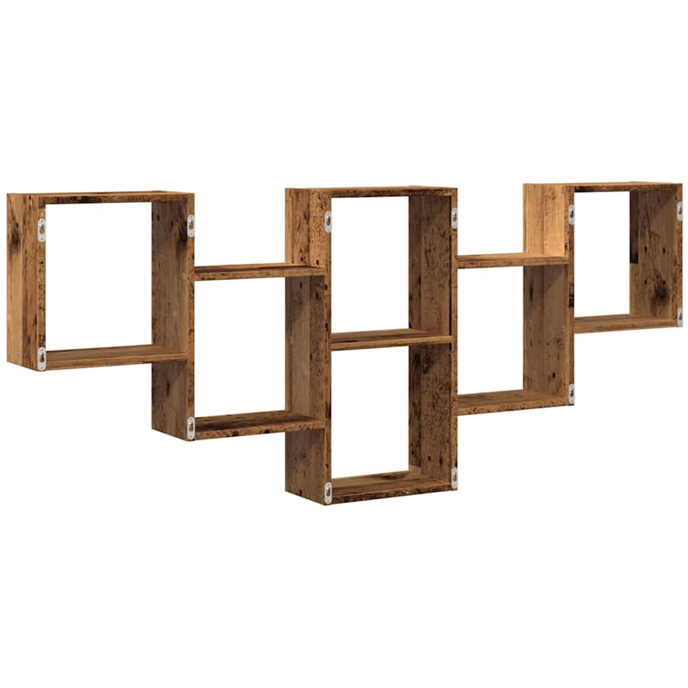 vidaXL 6 Open Shelf Old Wood Wall Shelf Image 5