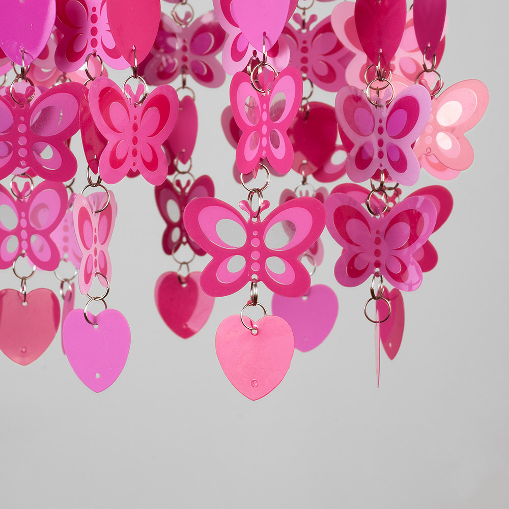ValueLights Pink Butterfly and Hearts Droplet Pendant Shade Image 5