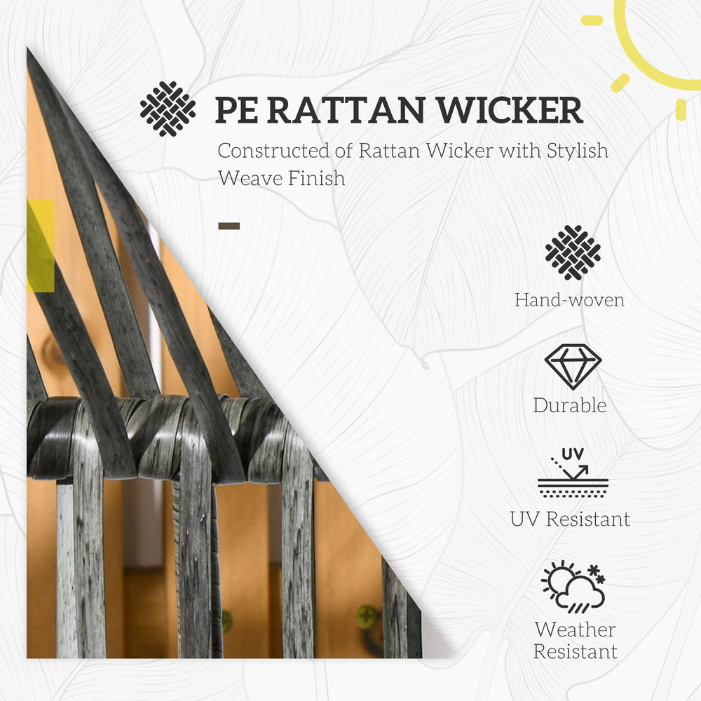 Outsunny Grey Rattan Leisure Egg Chair with Cushion Image 8