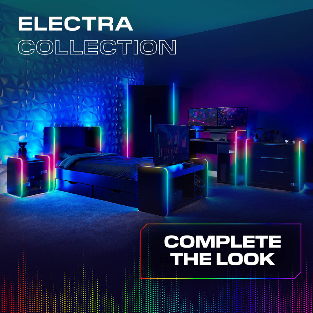 X Rocker Electra 3 Drawer Black Chest of Drawers with Neo Motion Sync App Controlled LED Light Image 7