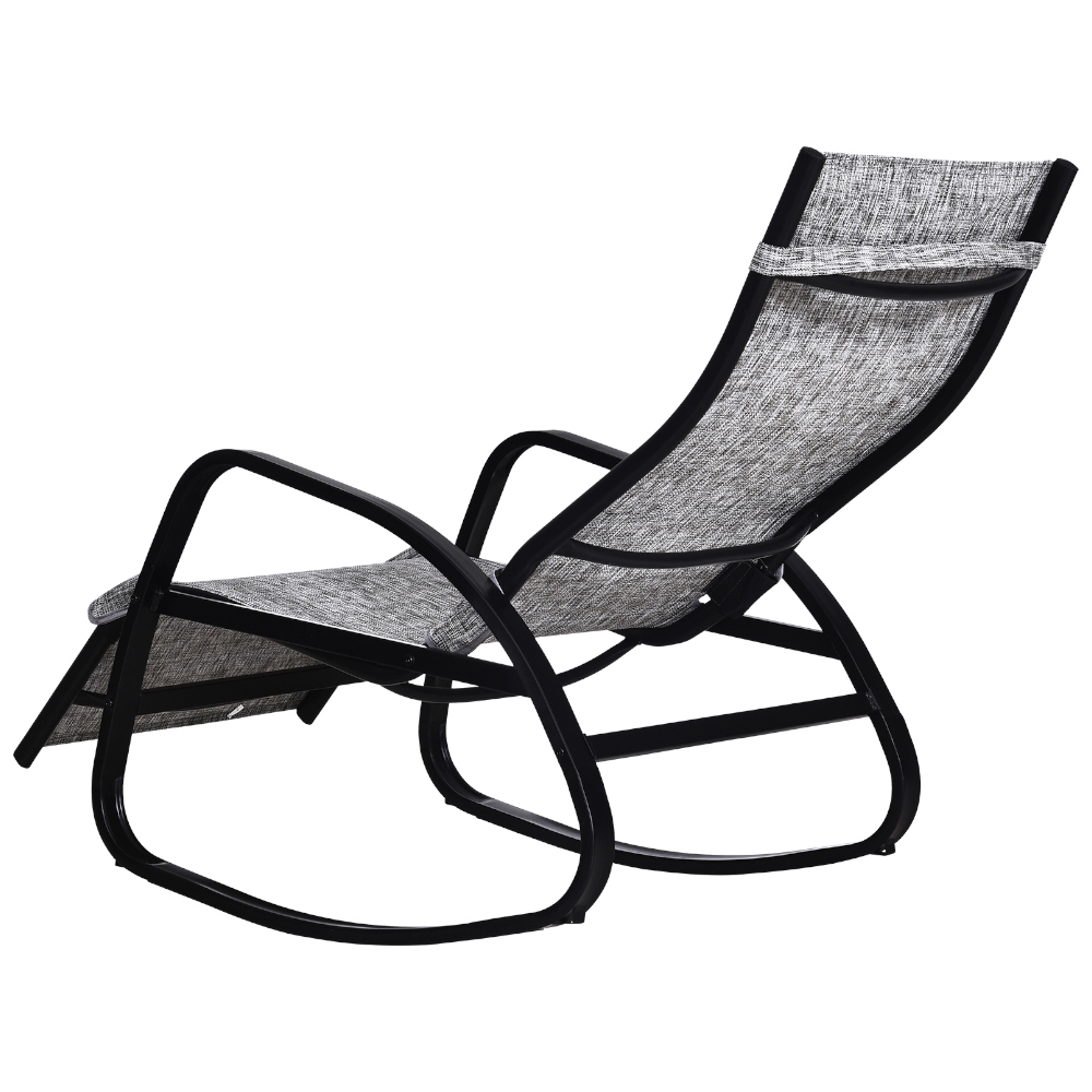 Outsunny Grey Zero Gravity Rocking Chair with Pillow Image 5