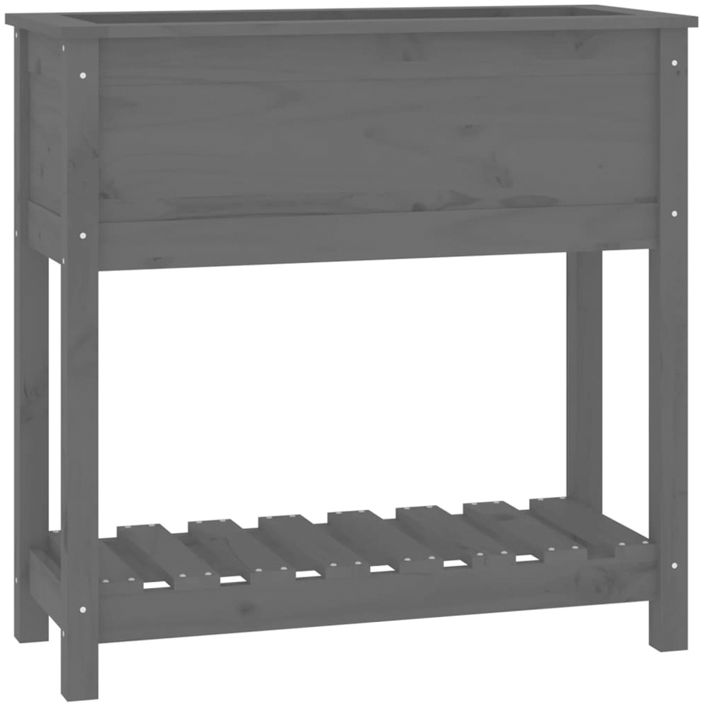 vidaXL Single Shelf Grey Solid Pine Wood Garden Planter 81 x 82.5 x 34.5cm Image 1