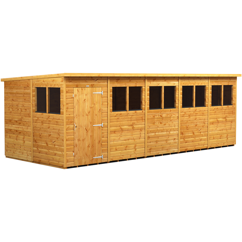 Power Sheds 20 x 8ft Pent Wooden Shed with Window Image 1