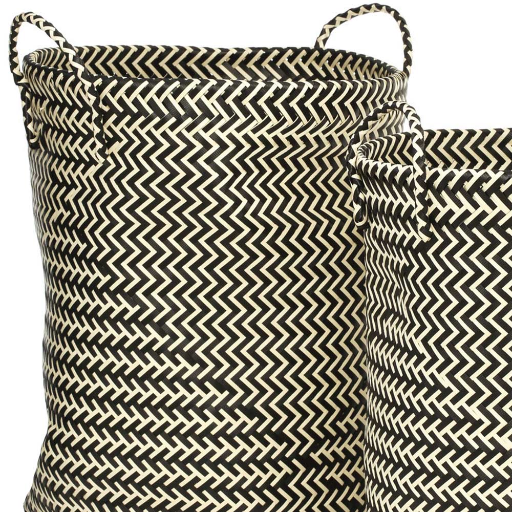 Premier Housewares Black and White Woven Storage Baskets 2 Set Image 3