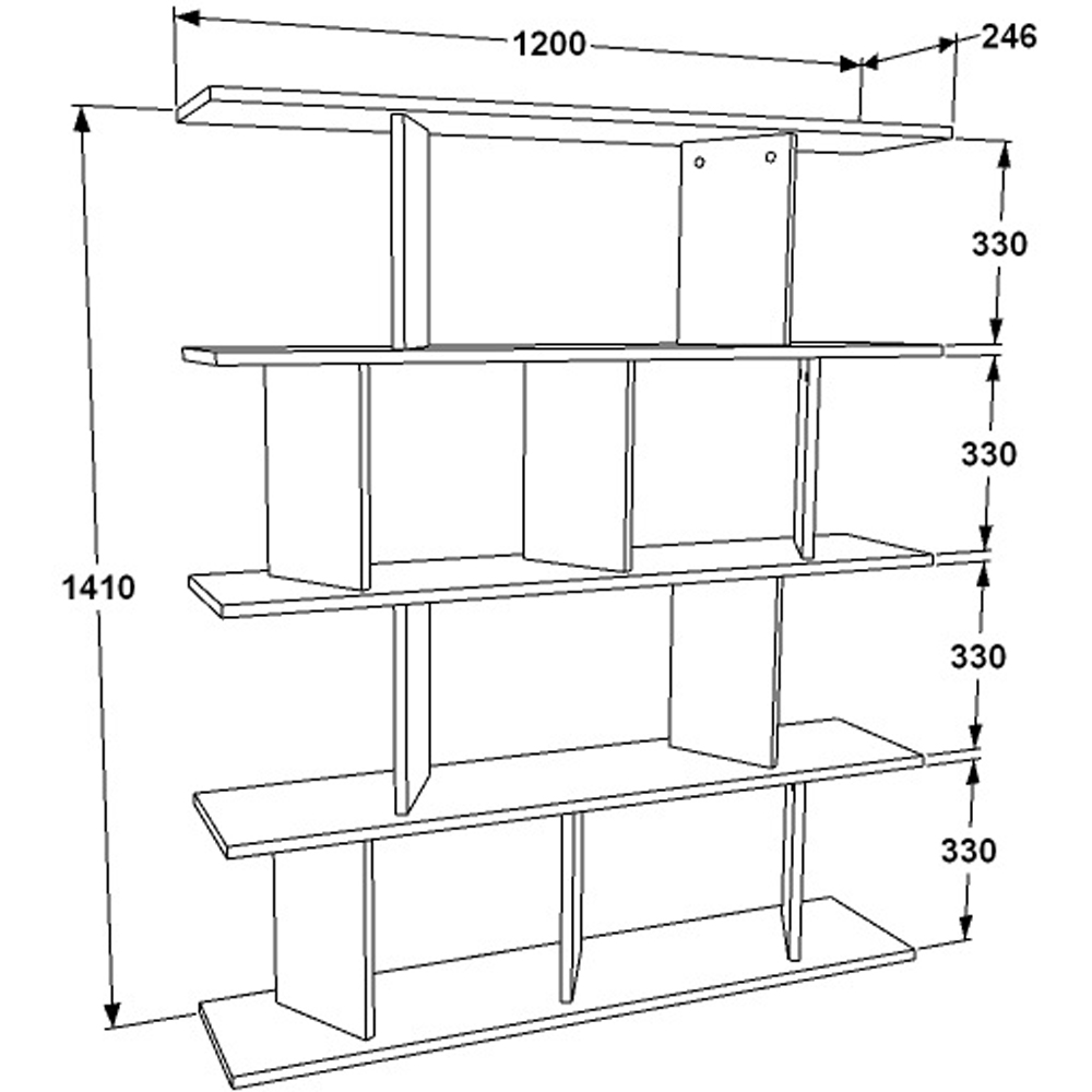 Decorotika Grace 10 Shelf Black and Oud Oak Bookcase Image 6