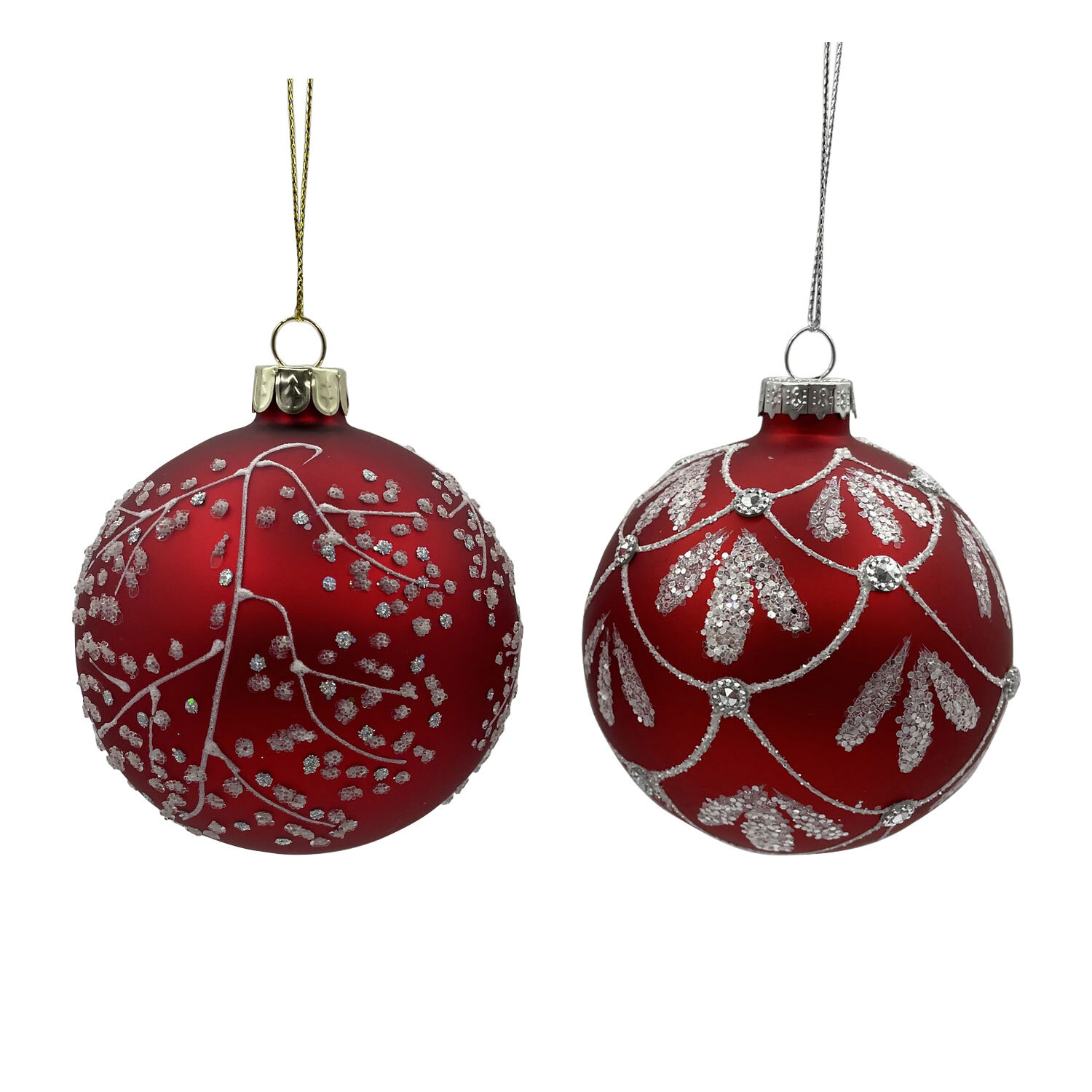 Candy Cane Lane Red and White Glitter Bauble Image