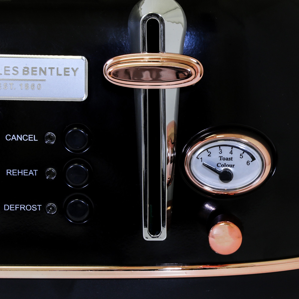 Charles Bentley Black and Rose Gold 4 Slice Toaster Image 5