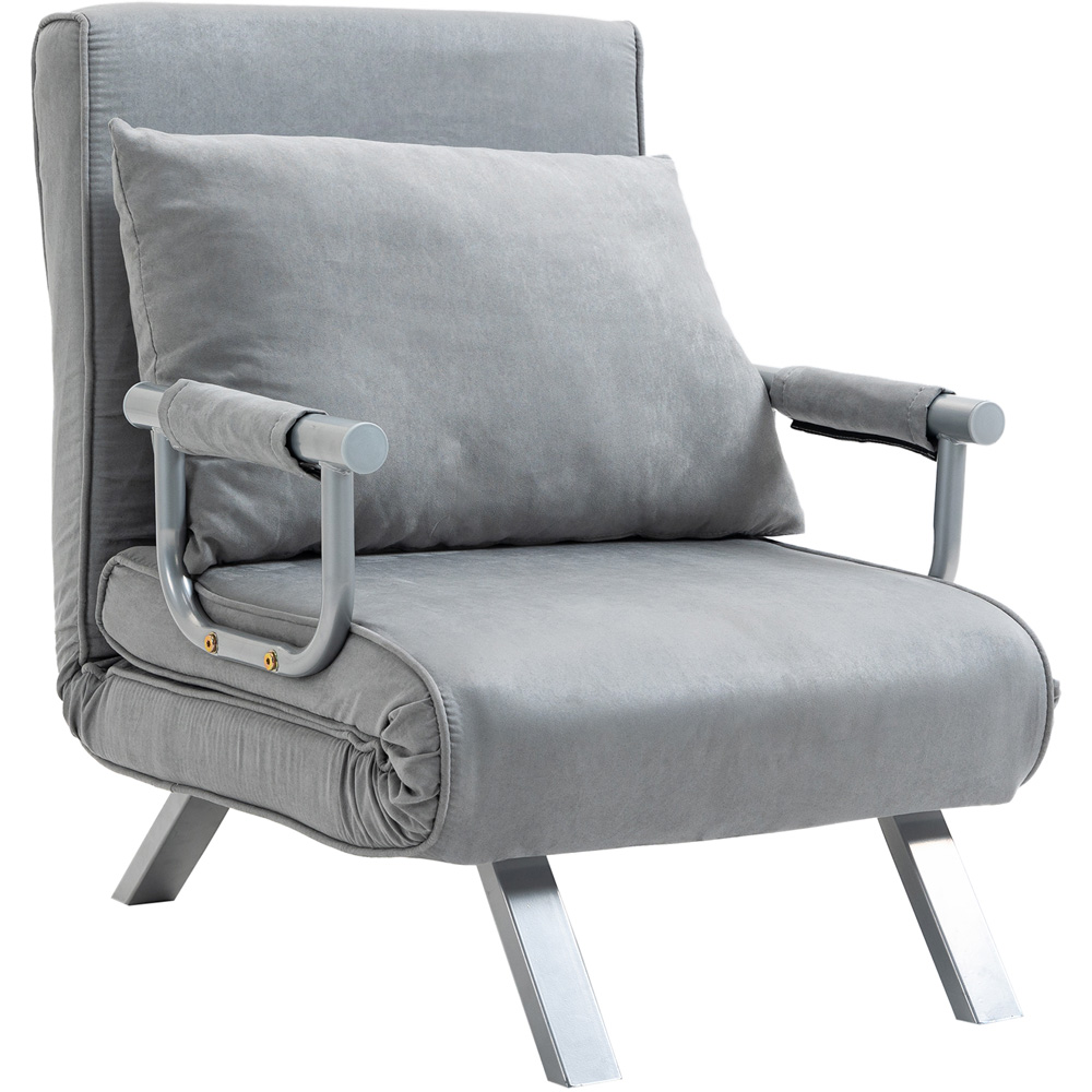 Portland Single Seater Light Grey Foldable Sofa Bed Image 2