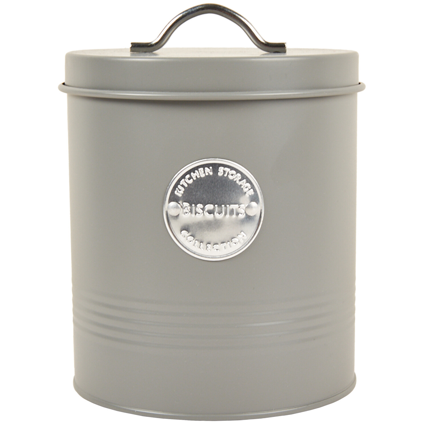 Ribbed Canister - Grey / 18.8cm / Biscuit Image 1