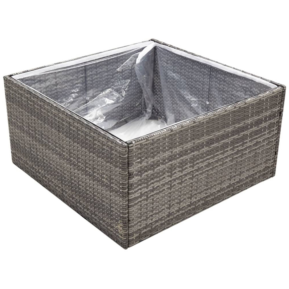 vidaXL Grey Polyethylene Rattan Garden Planter 80 x 80 x 40cm Image 2