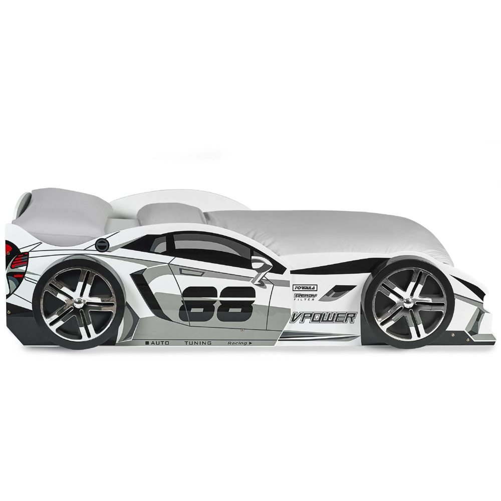 Julian Bowen Storm Single White and Grey High Gloss Race Car Bed Image 3