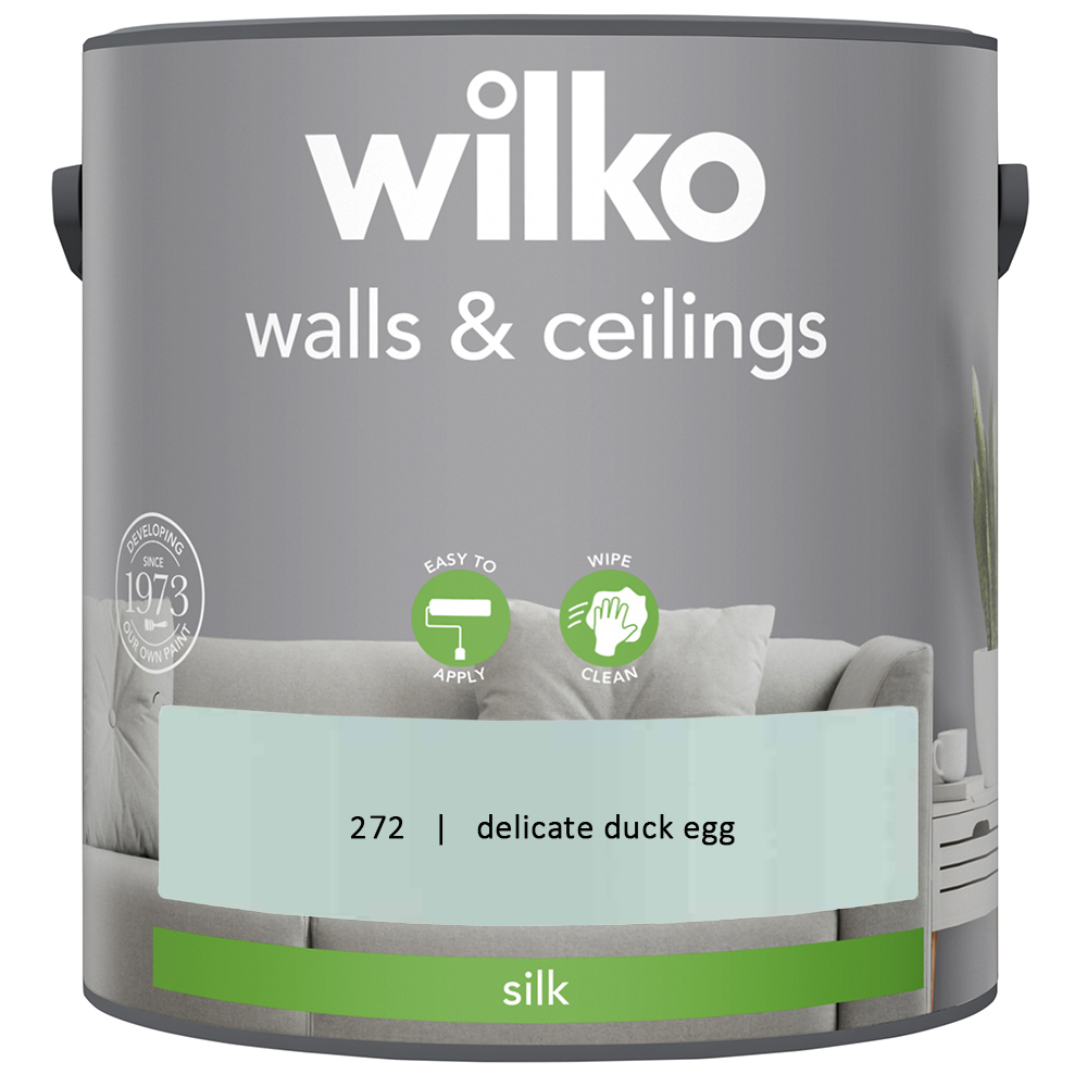 Wilko Walls & Ceilings Delicate Duck Egg Silk Emulsion Paint 2.5L Image 2