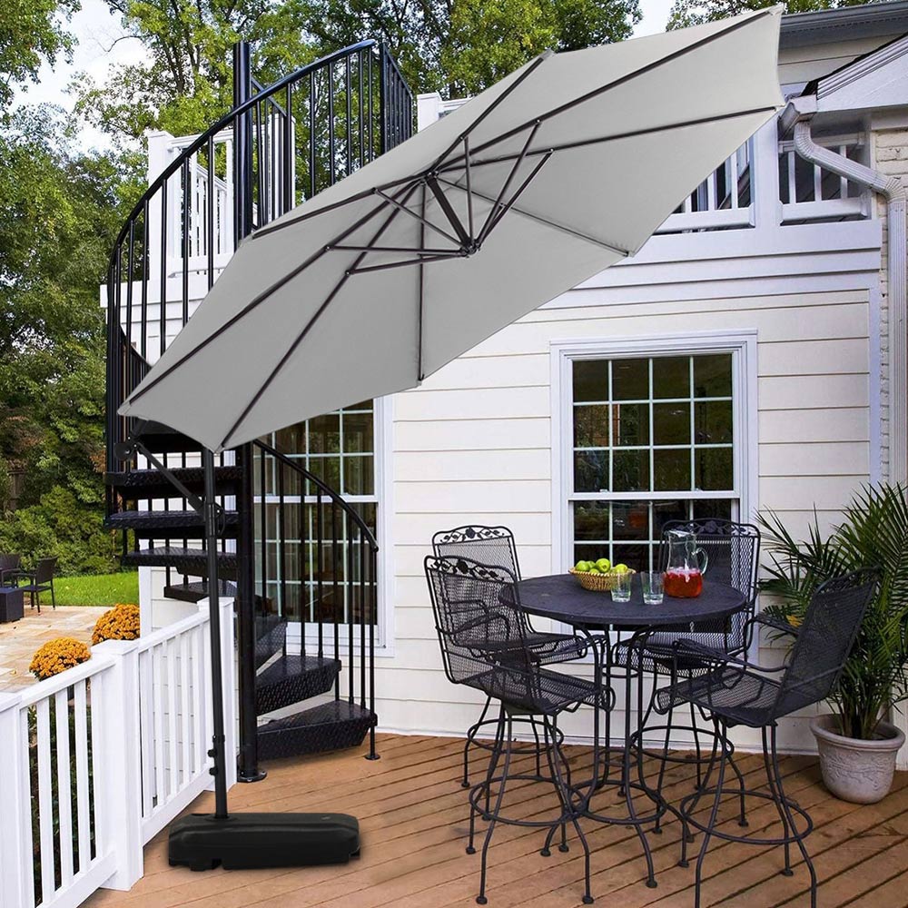 Living and Home Light Grey Garden Cantilever Parasol with Rectangular Base 3m Image 6