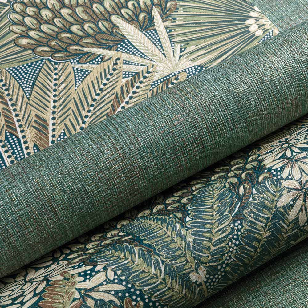 Grandeco Boutique Collection Botanical Mael Modern Jungle Navy Blue and Green Wallpaper Image 4