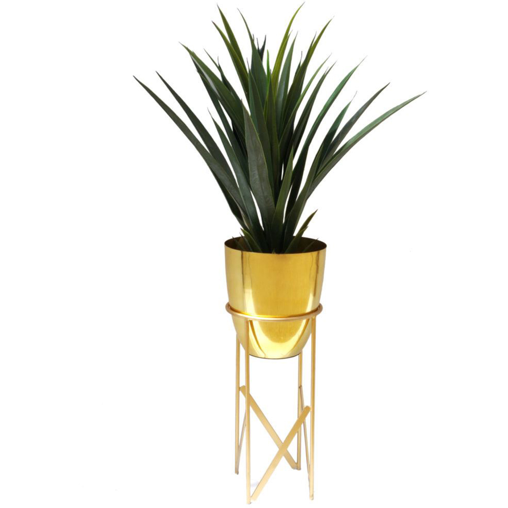 Leaf Gold Metal Stand and Planter Set 55cm Image 2