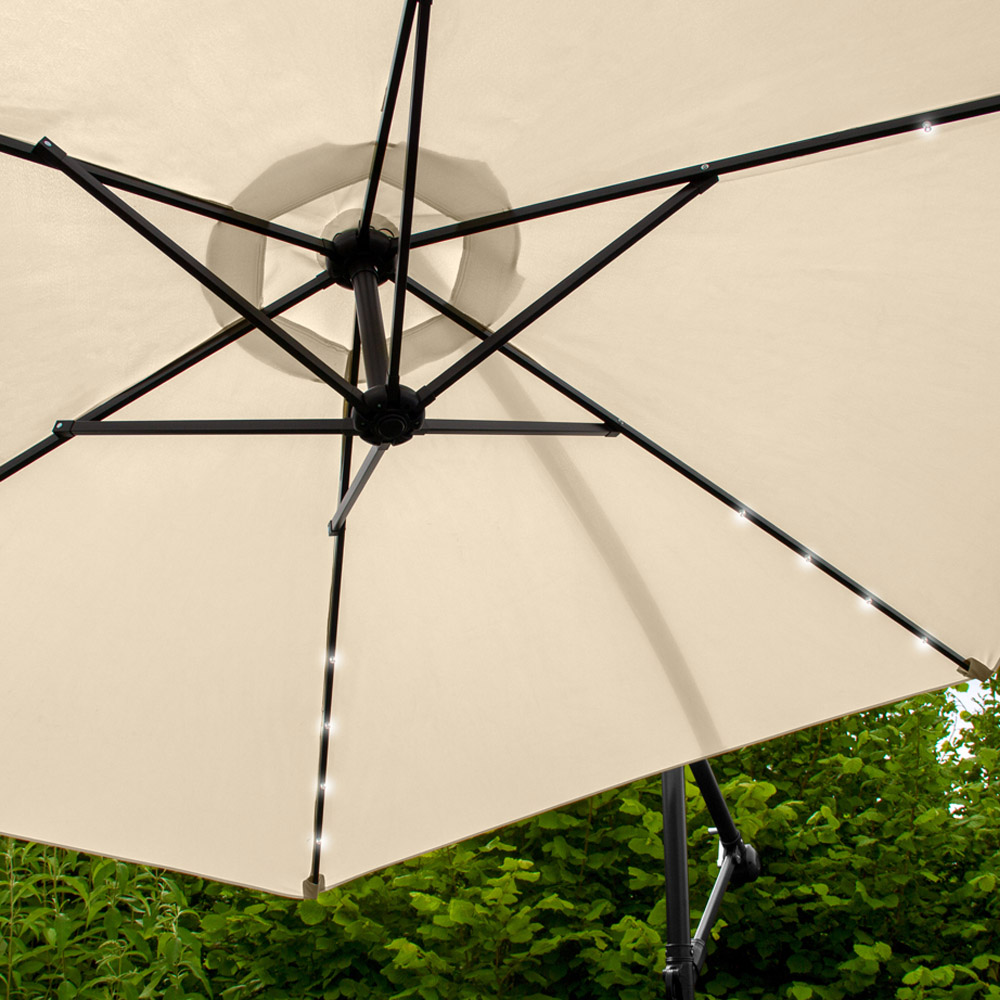 Monster Shop Beige LED Cantilever Parasol 3m Image 4