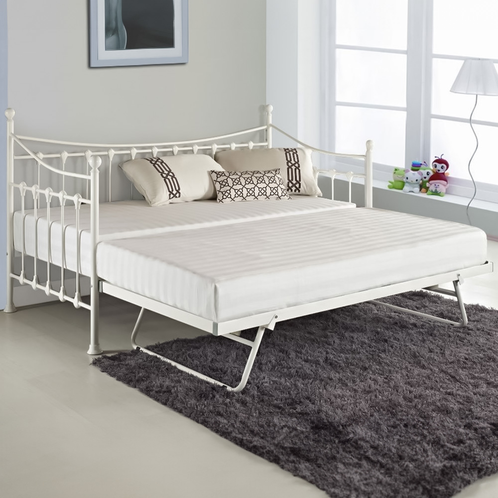 Portland Single White Metal Day Bed with Trundle Image 2
