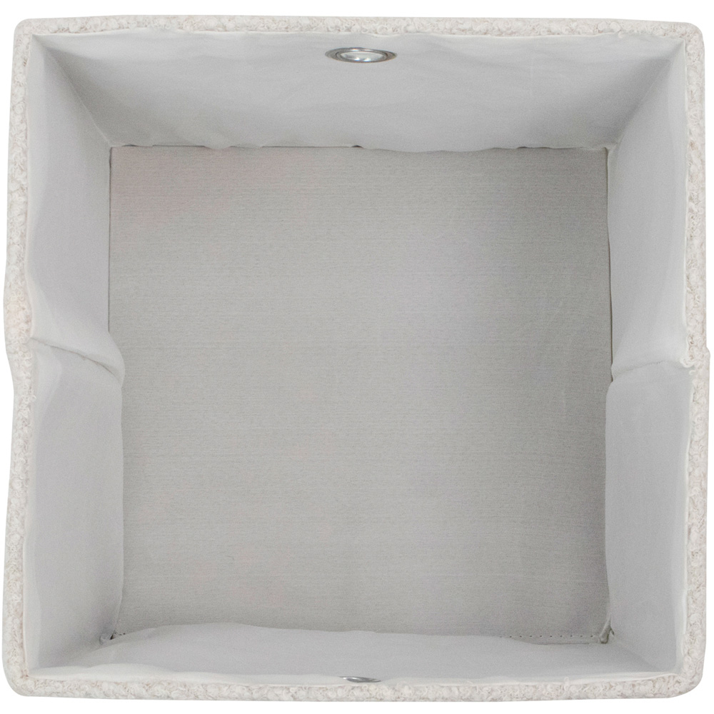 JVL Shiro White Boucle Fabric Foldable Cube Organiser Box with Lid Image 3