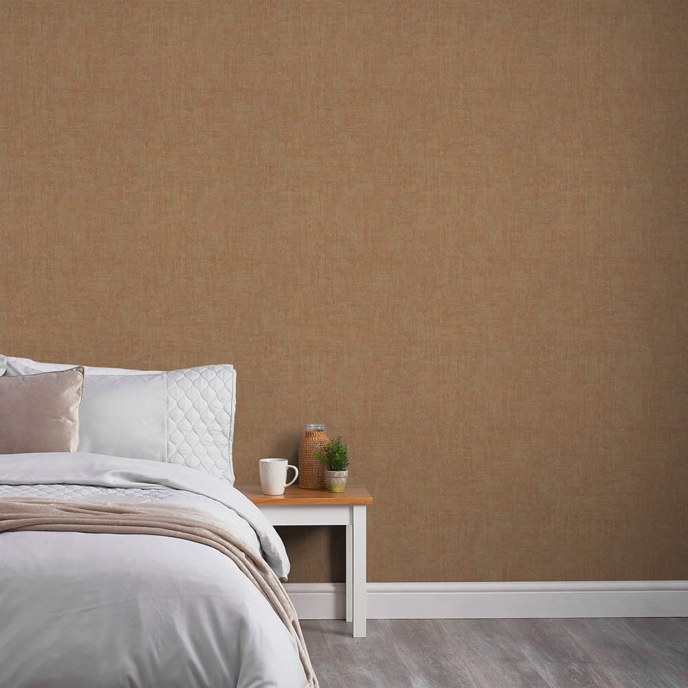 Grandeco Boutique Collection Altink Plain Copper Metallic Embossed Textured Wallpaper Image 3