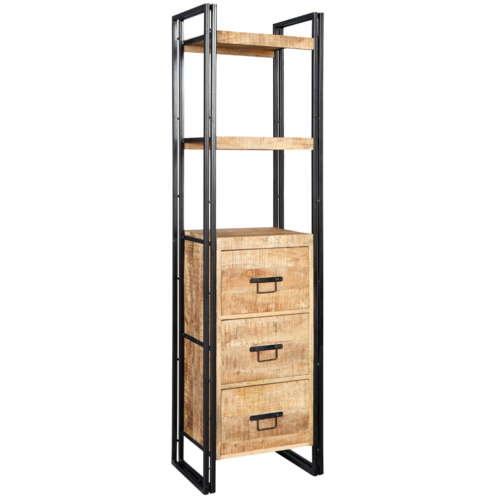 Brooklyn Carnaby 3 Drawer 3 Shelf Industrial Slim Bookcase Image 2