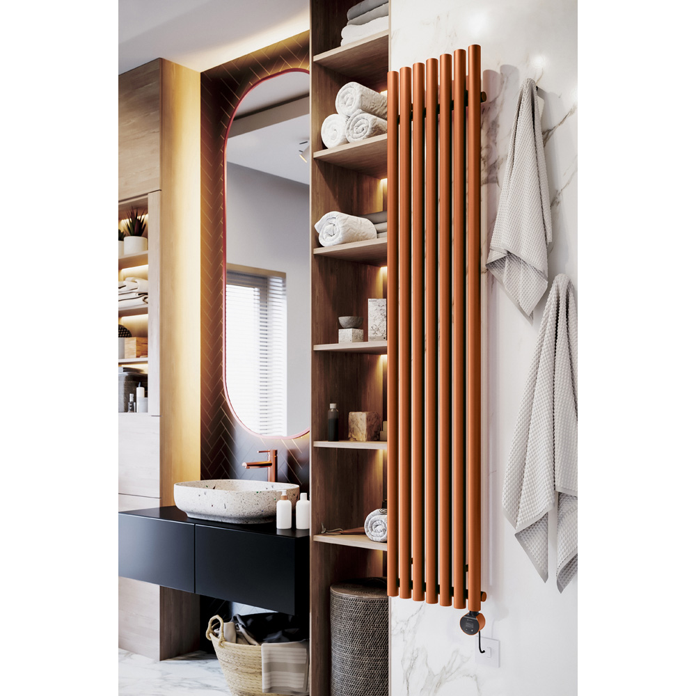 Terma Rolo-Room E Wi-Fi True Copper Electric Radiator 800W 1800 x 370mm Image 2