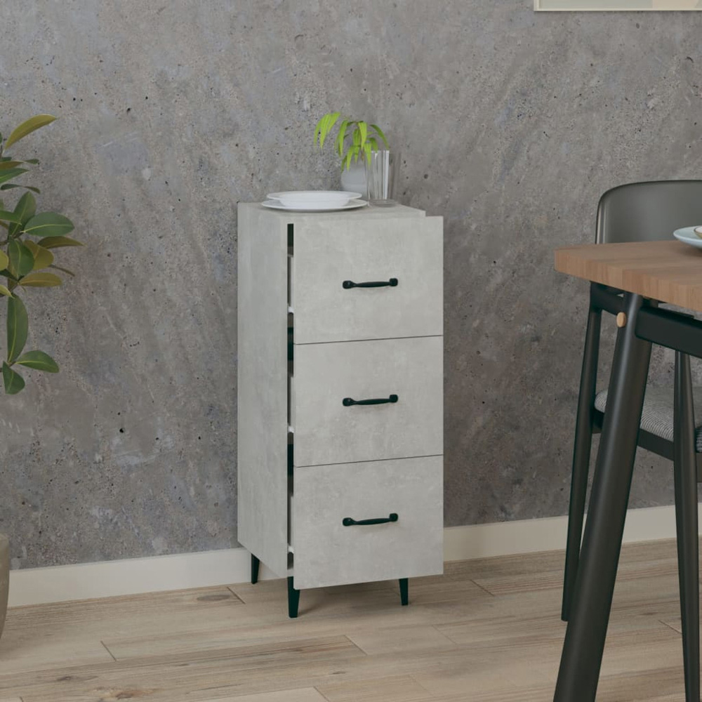 vidaXL 3 Drawer Concrete Grey Sideboard Image 7