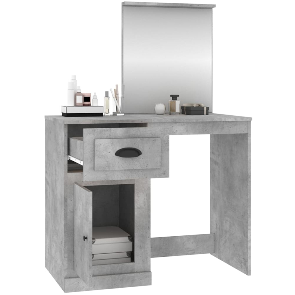 vidaXL Single Door Single Drawer Concrete Grey Dressing Table with Mirror Image 5