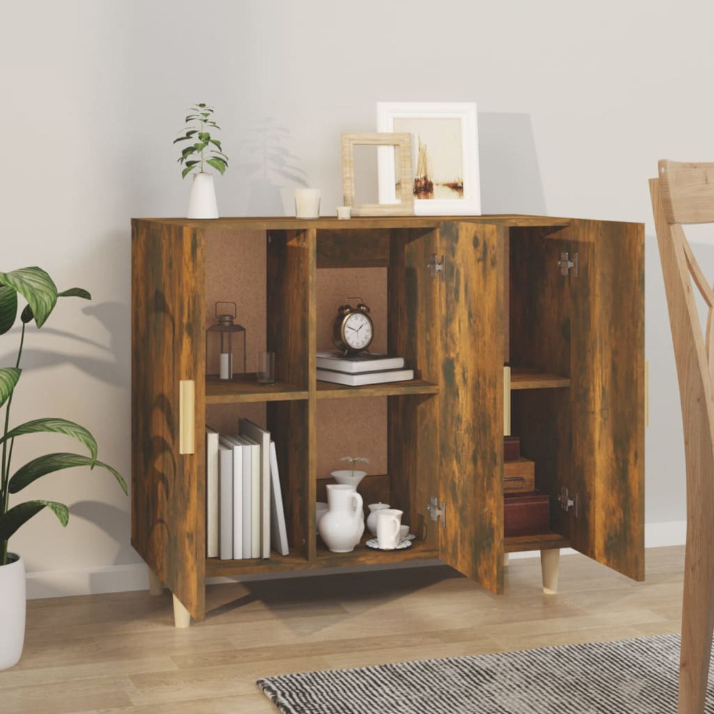 vidaXL 3 Door Smoked Oak Sideboard Image 6