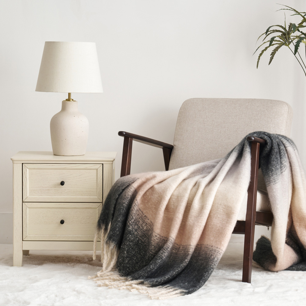 Cloud Touch Ombre Faux Mohair Fringed Grey Throw 130 x 170cm Image 3