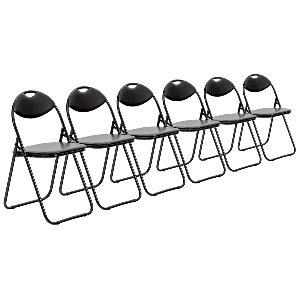 Harbour Housewares Set of 6 Black Padded Foldable Chair Image 2