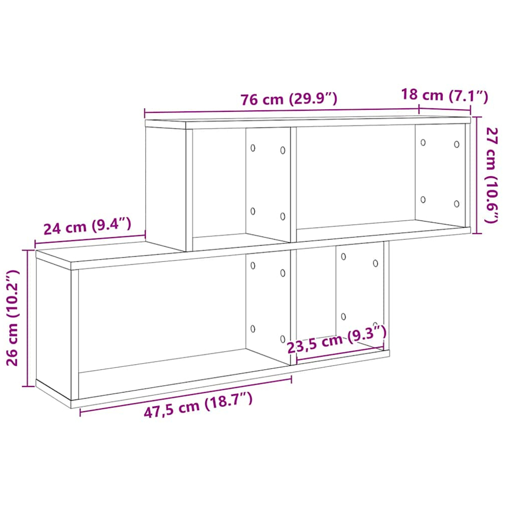 vidaXL 4 Shelf Artesian Oak Floated Wall Cabinet Image 8