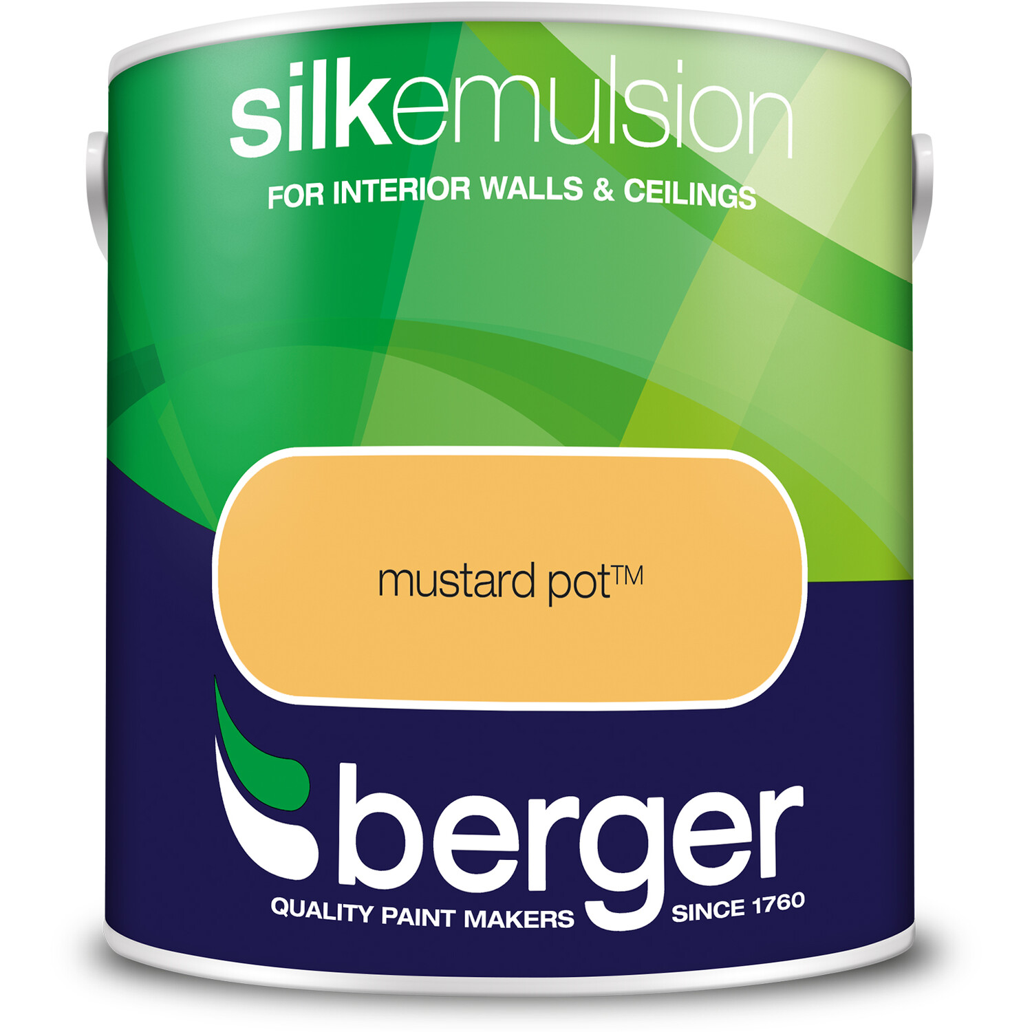 Berger Walls & Ceilings Mustard Pot Silk Emulsion Paint 2.5L Image 2