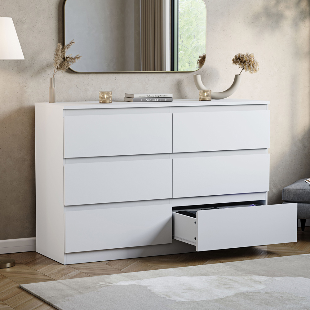 VIDA DESIGNS Denver 6 Drawer White Chest of Drawers Image 4
