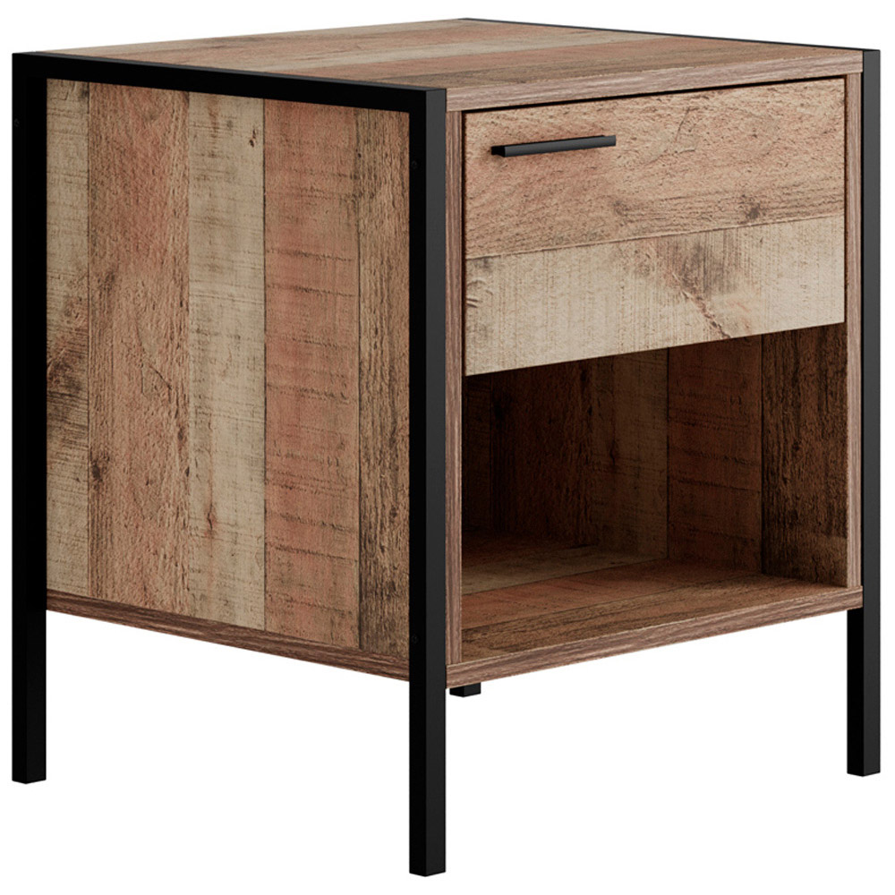 Hoxton Single Drawer Oak Bedside Table Image 2