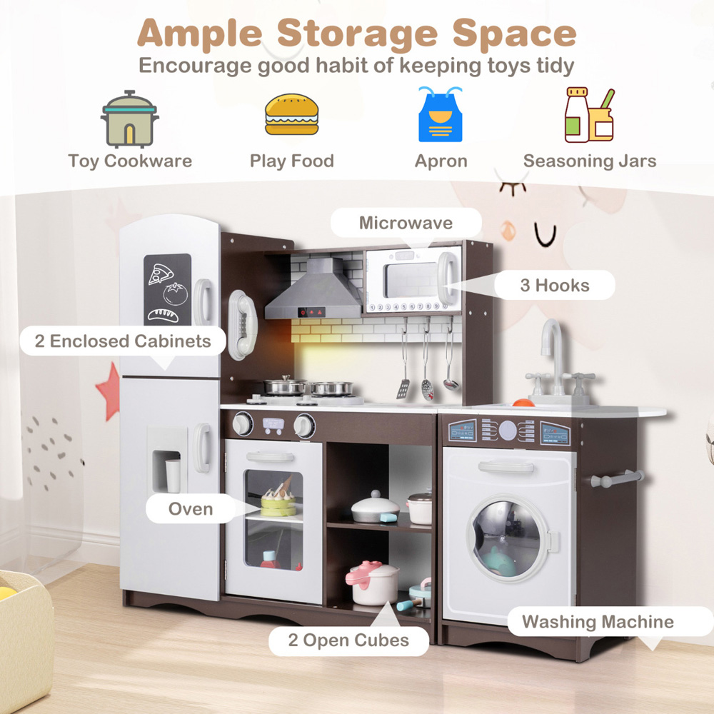 Costway Kids Coffee Kitchen Play Set with Realistic Lights and Sounds Image 5