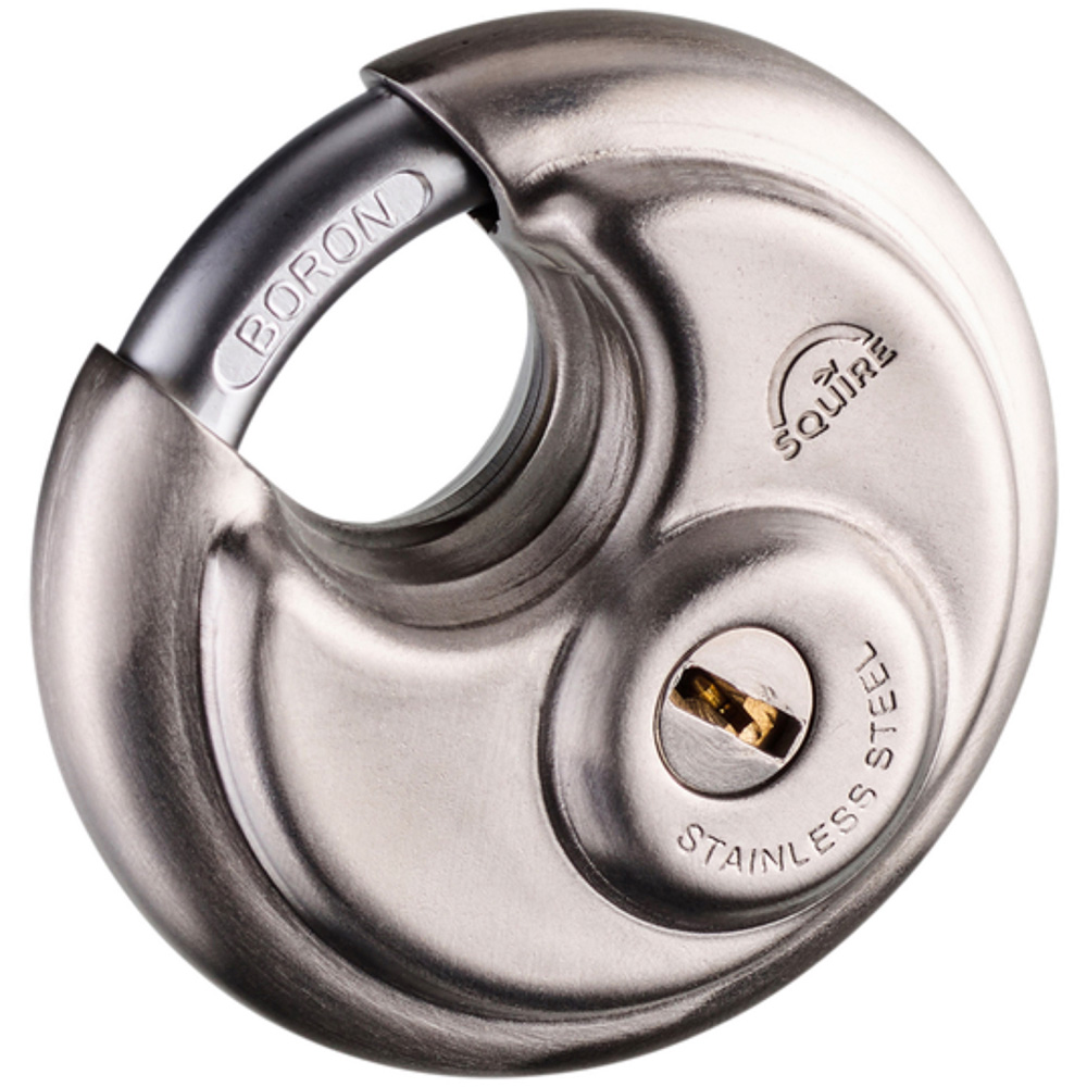 Squire 70mm Disc Stainless Steel Drill Protection Boron Shackle Padlock Image 3