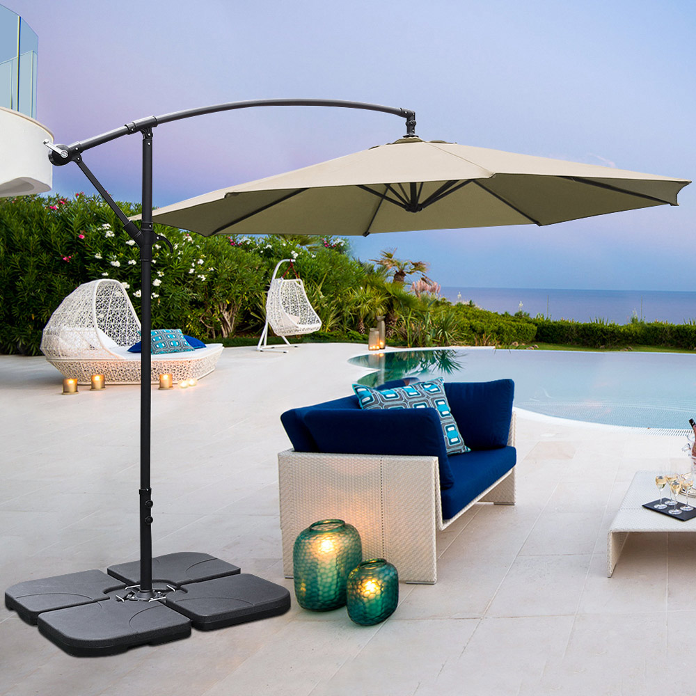 Living and Home Taupe Garden Cantilever Parasol with Square Base 3m Image 5