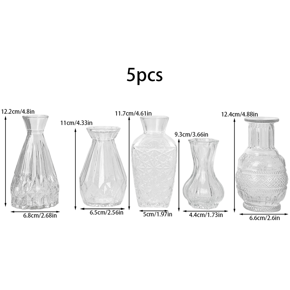 Living and Home 5 Piece Clear Small Glass Bud Vase Set Image 8