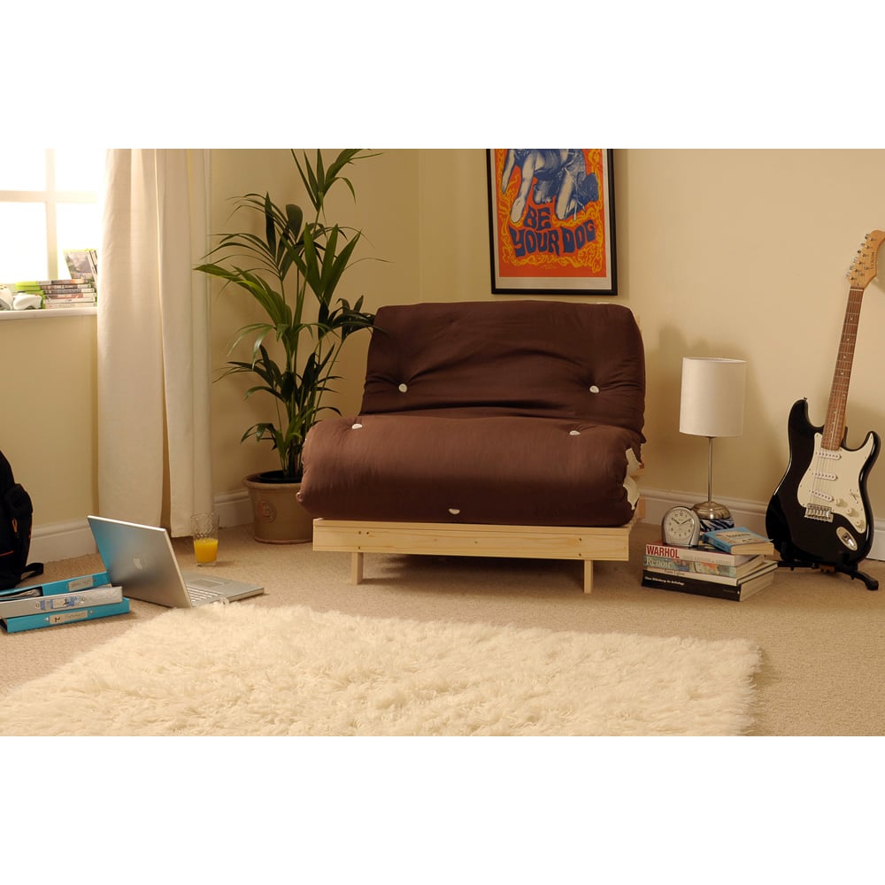 Brooklyn Luxury Single Sleeper Chocolate Cream Futon Base and Mattress Image 3