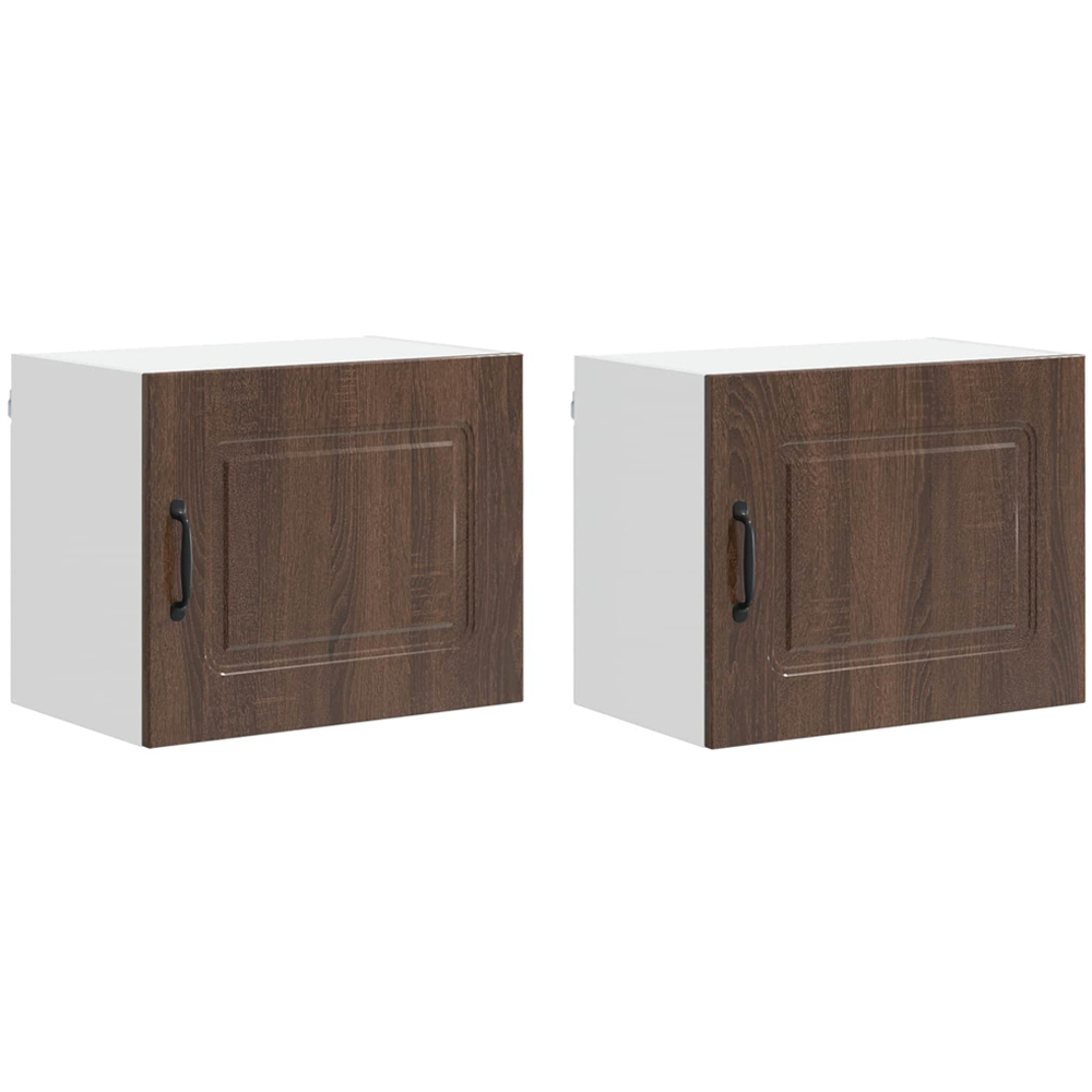 vidaXL Kalmar Single Door Brown Oak Wall Mounted Wide Kitchen Cabinet Set of 2 Image 8